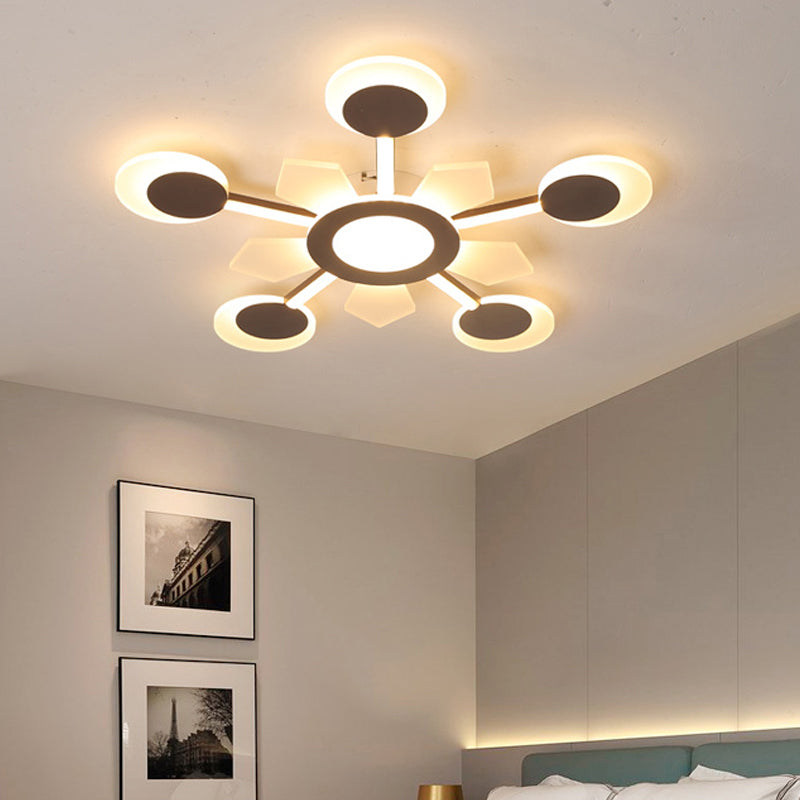 25/31.5 W Coffee Floral Flush Led Ceiling Light - Modernist Acrylic Flushmount Super Thin Design