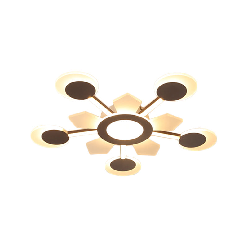 25"/31.5" W Coffee Floral Flush LED Ceiling Light - Modernist Acrylic Flushmount, Super Thin Design (Warm/White Light)