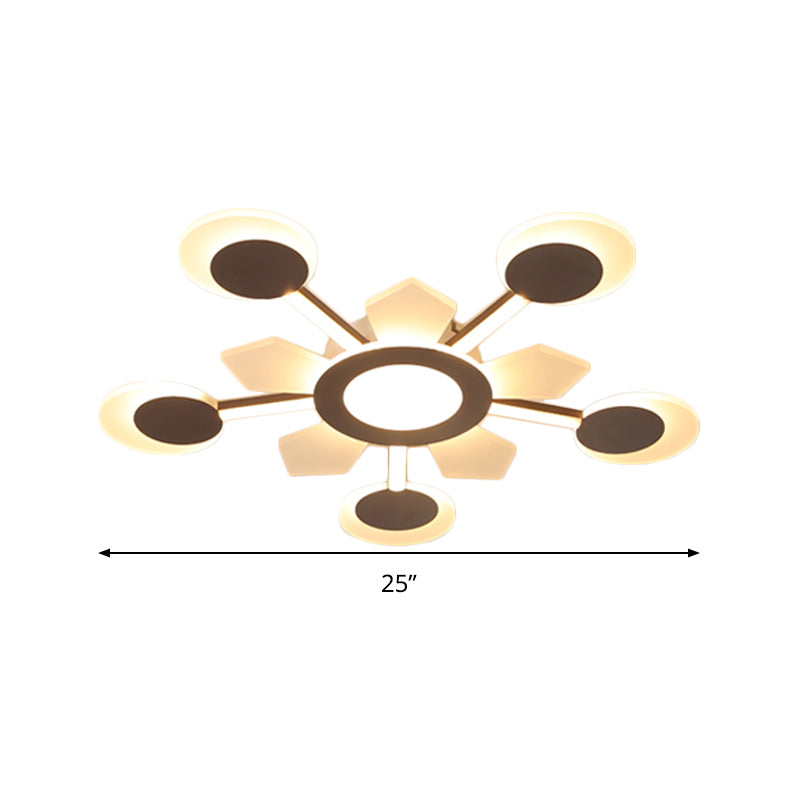 25"/31.5" W Coffee Floral Flush LED Ceiling Light - Modernist Acrylic Flushmount, Super Thin Design (Warm/White Light)