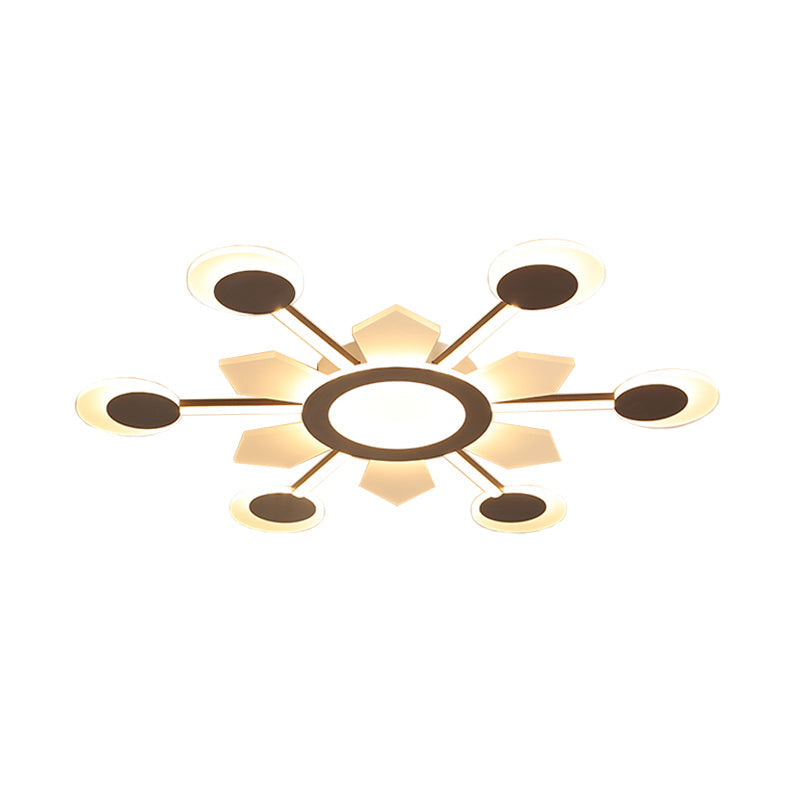 25"/31.5" W Coffee Floral Flush LED Ceiling Light - Modernist Acrylic Flushmount, Super Thin Design (Warm/White Light)