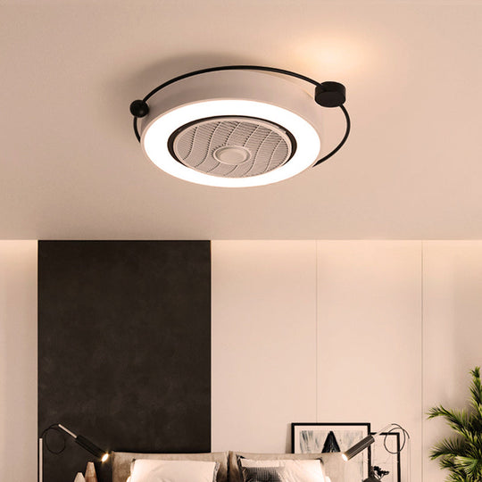 Nordic Style LED Drum Ceiling Light with Fan Grille Decoration and Three Gear Settings