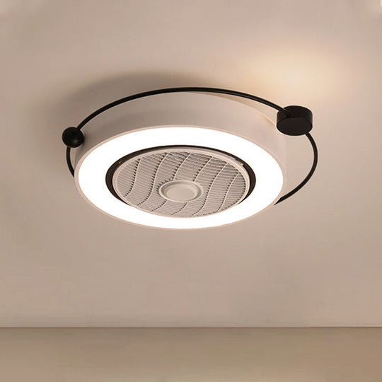 Nordic Style LED Drum Ceiling Light with Fan Grille Decoration and Three Gear Settings