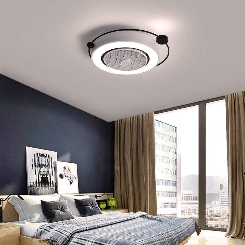 Nordic Style LED Drum Ceiling Light with Fan Grille Decoration and Three Gear Settings