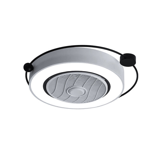 Nordic Style LED Drum Ceiling Light with Fan Grille Decoration and Three Gear Settings