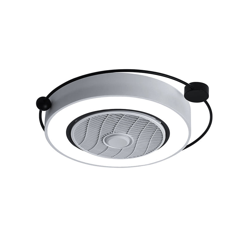 Nordic Style Led Drum Ceiling Light With Fan Grille Decoration And Three Gear Settings