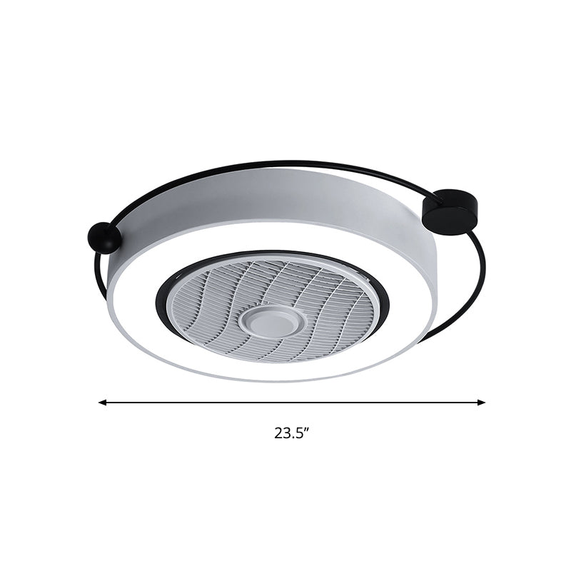 Nordic Style LED Drum Ceiling Light with Fan Grille Decoration and Three Gear Settings