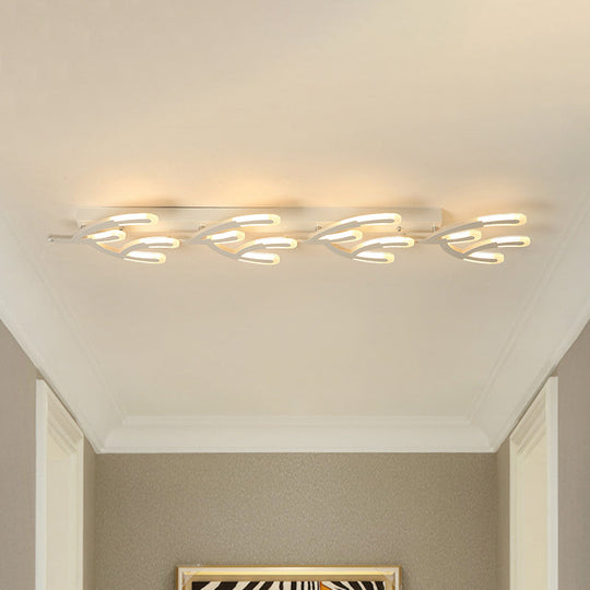 White Acrylic Led Coral Flush Mount Lamp - Minimalist 4/5-Head Ceiling Lighting For Living Room In