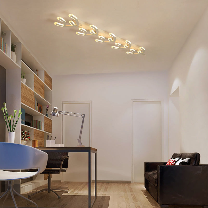 Plafonnier LED en acrylique blanc corail - Éclairage de plafond minimaliste à 4/5 têtes pour salon avec lumière chaude/blanche