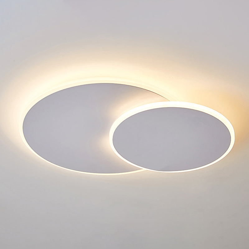 Minimalist Round Acrylic LED Flush Mount Ceiling Light - 16"/19.5" Width in White/Coffee Finish, Warm/White Light Options