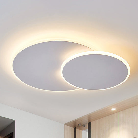 Minimalist Round Acrylic LED Flush Mount Ceiling Light - 16"/19.5" Width in White/Coffee Finish, Warm/White Light Options