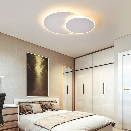 Minimalist Round Acrylic LED Flush Mount Ceiling Light - 16"/19.5" Width in White/Coffee Finish, Warm/White Light Options