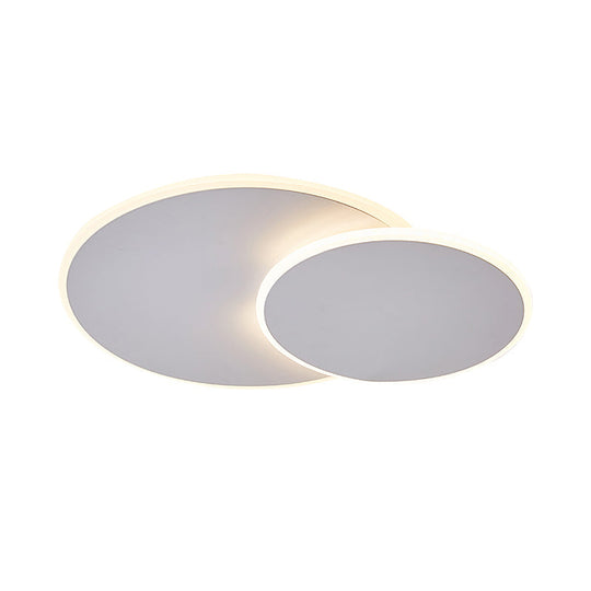 Minimalist Round Acrylic LED Flush Mount Ceiling Light - 16"/19.5" Width in White/Coffee Finish, Warm/White Light Options