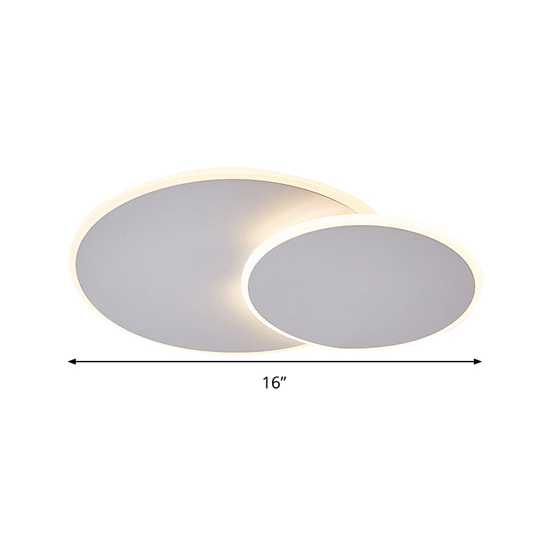 Minimalist Round Acrylic LED Flush Mount Ceiling Light - 16"/19.5" Width in White/Coffee Finish, Warm/White Light Options