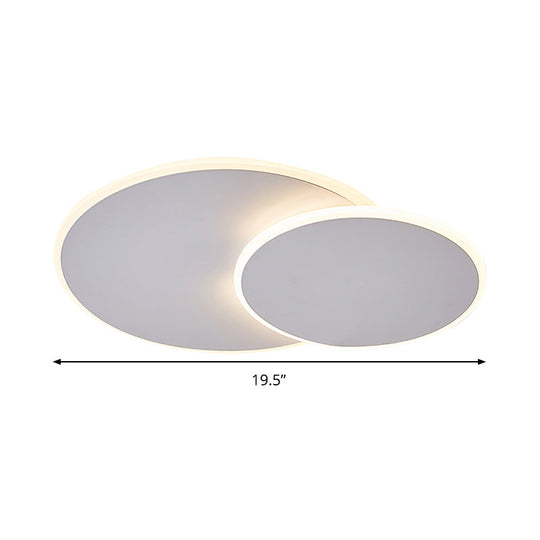 Minimalist Round Acrylic LED Flush Mount Ceiling Light - 16"/19.5" Width in White/Coffee Finish, Warm/White Light Options