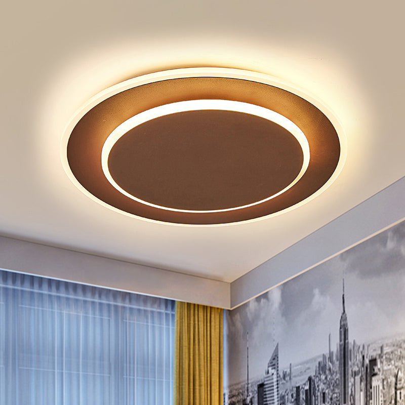 Minimalist Round Acrylic Ceiling Light - 16/19.5 Wide Led Flush Mount In Warm/White White/Coffee