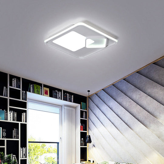 18"/21.5" Square LED Flush Mount Light - Contemporary Acrylic Ceiling Lamp, Warm/White Light, Remote Control, Dimmable