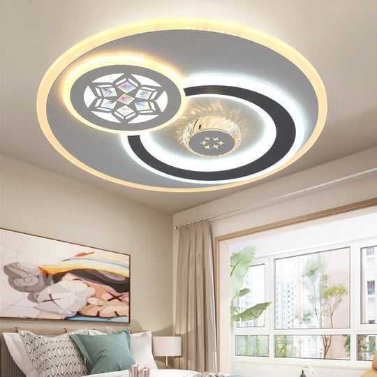 Stunning Crystal LED Ceiling Light: Modern Stylish Flush Mount Lamp in White