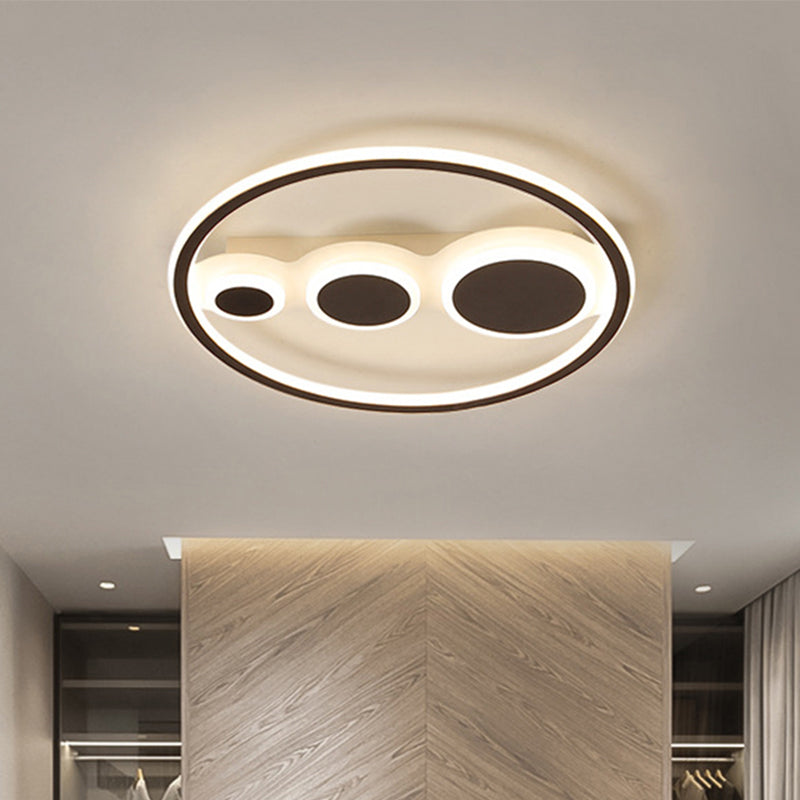 Contemporary Acrylic Led Flush Light - Coffee Round Ceiling Mounted 18.5/23 Wide Warm & White Remote