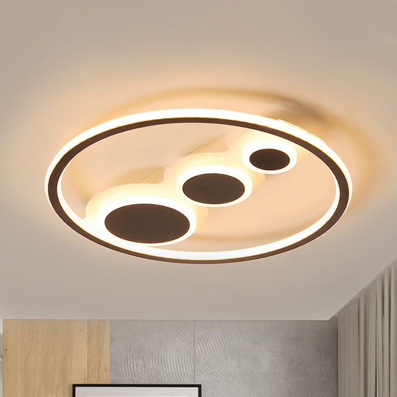 Contemporary Acrylic Led Flush Light - Coffee Round Ceiling Mounted 18.5/23 Wide Warm & White Remote