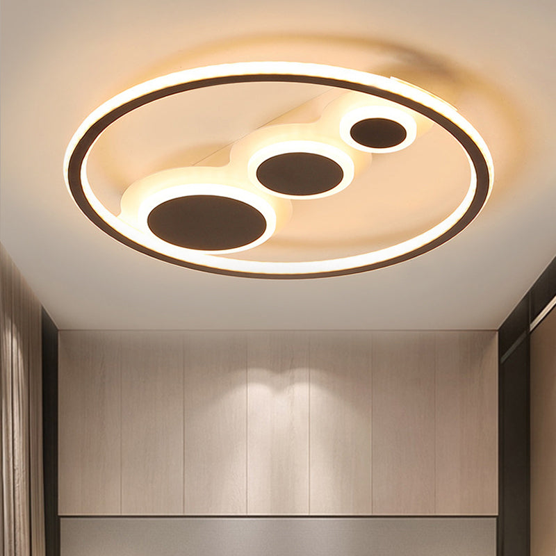 Contemporary Acrylic Led Flush Light - Coffee Round Ceiling Mounted 18.5/23 Wide Warm & White Remote