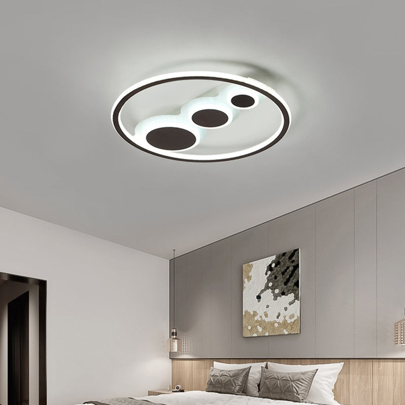 Contemporary Acrylic Led Flush Light - Coffee Round Ceiling Mounted 18.5/23 Wide Warm & White Remote