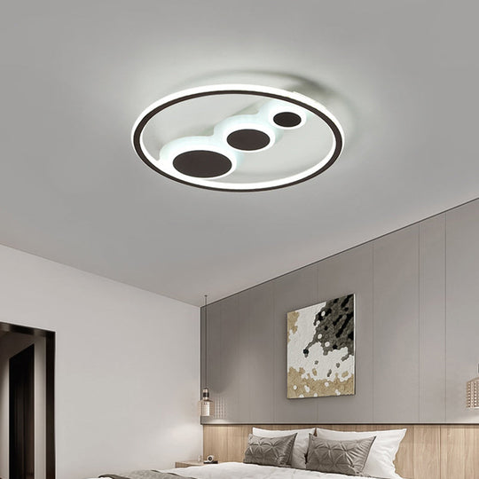 Contemporary Acrylic Led Flush Light - Coffee Round Ceiling Mounted 18.5/23 Wide Warm & White Remote