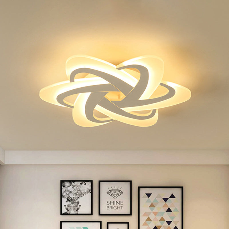 18/23 Wide Acrylic Criss Cross Led Ceiling Light Fixture - Flush Mount Modern White Design