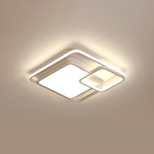 16-35.5" W Modern White Rectangle Ceiling Light with High Penetrated Acrylic LED - Flushmount in Warm/White/3 Color Light