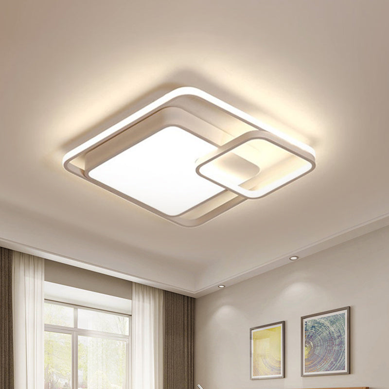 16-35.5" W Modern White Rectangle Ceiling Light with High Penetrated Acrylic LED - Flushmount in Warm/White/3 Color Light