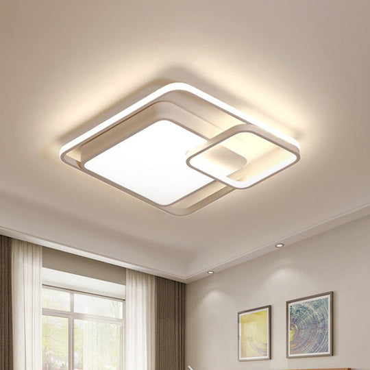 16-35.5 W Modern White Rectangle Ceiling Light With High Penetrated Acrylic Led - Flushmount In