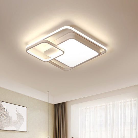 16-35.5" W Modern White Rectangle Ceiling Light with High Penetrated Acrylic LED - Flushmount in Warm/White/3 Color Light