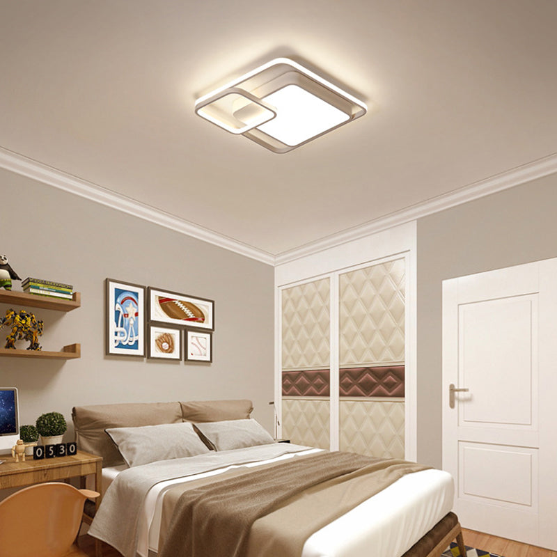 16-35.5" W Modern White Rectangle Ceiling Light with High Penetrated Acrylic LED - Flushmount in Warm/White/3 Color Light