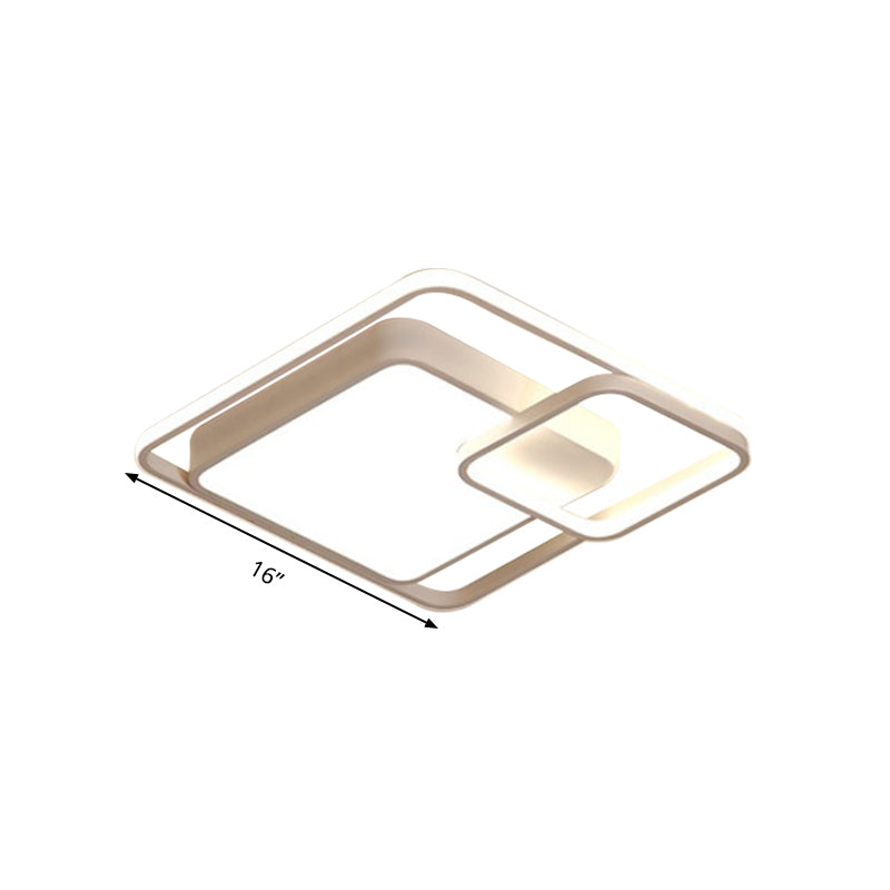 16-35.5" W Modern White Rectangle Ceiling Light with High Penetrated Acrylic LED - Flushmount in Warm/White/3 Color Light