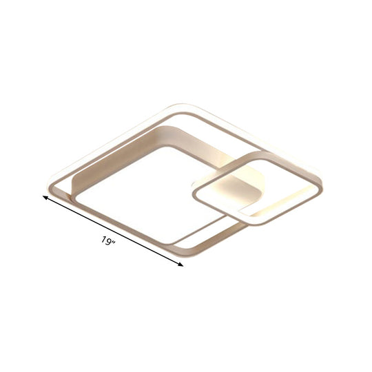 16-35.5" W Modern White Rectangle Ceiling Light with High Penetrated Acrylic LED - Flushmount in Warm/White/3 Color Light