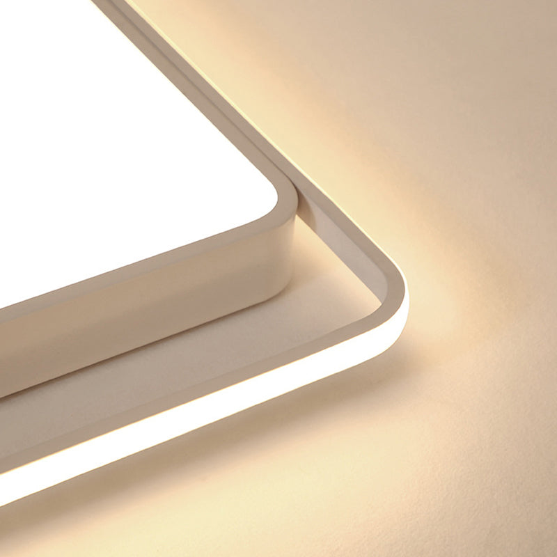 16-35.5" W Modern White Rectangle Ceiling Light with High Penetrated Acrylic LED - Flushmount in Warm/White/3 Color Light