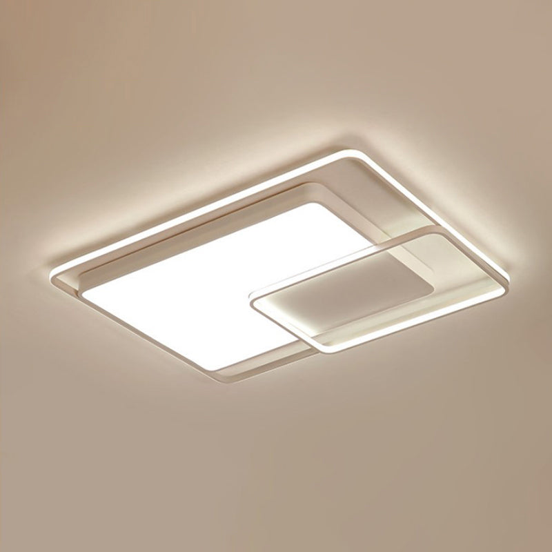 16-35.5" W Modern White Rectangle Ceiling Light with High Penetrated Acrylic LED - Flushmount in Warm/White/3 Color Light