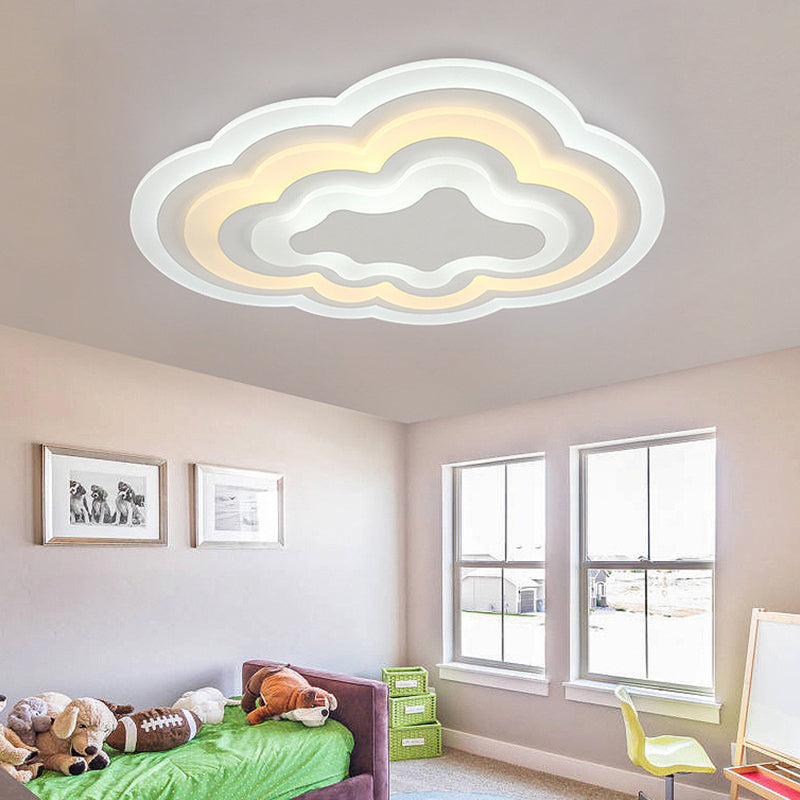 15"/18"/23.5" W Acrylic Cloud Flush Mount LED Light Fixture in Warm/White Light - Minimalist Indoor Lighting