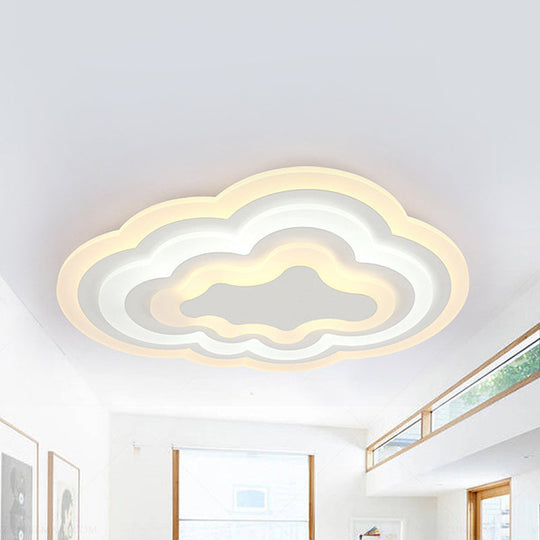 15/18/23.5 W Acrylic Cloud Flush Mount Led Light Fixture In Warm/White - Minimalist Indoor Lighting