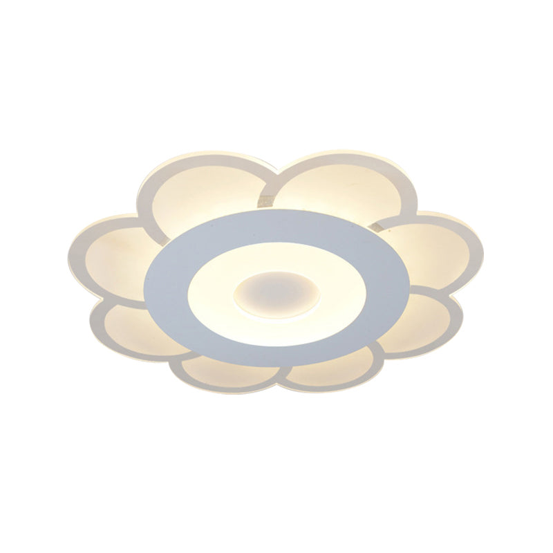 8"/16.5"/20.5" W White 8-Petal Flush Mount Ceiling Light - Nordic Frosted Acrylic LED Flush Lamp