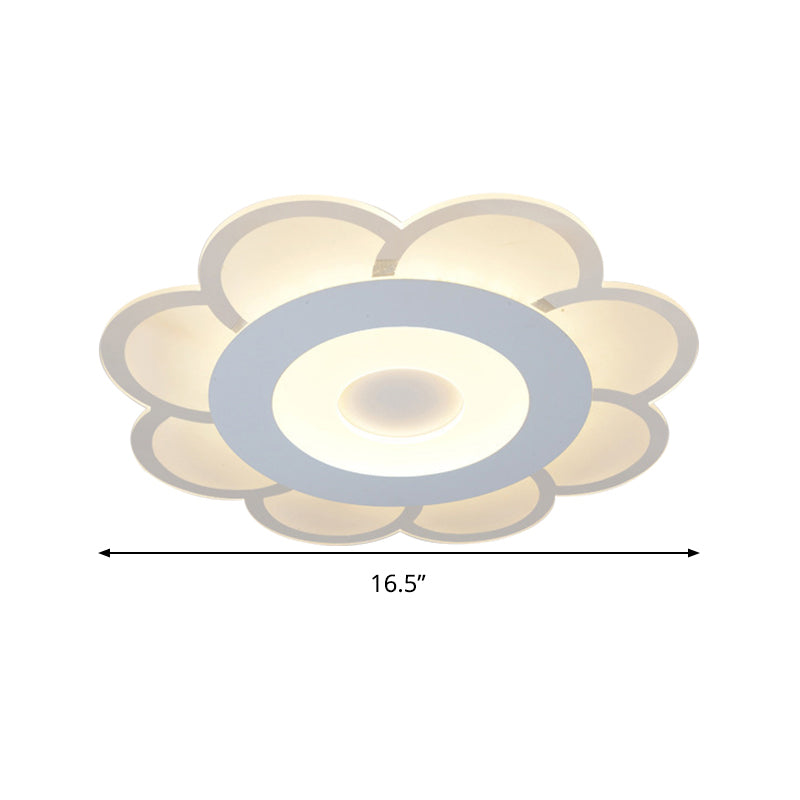 8"/16.5"/20.5" W White 8-Petal Flush Mount Ceiling Light - Nordic Frosted Acrylic LED Flush Lamp