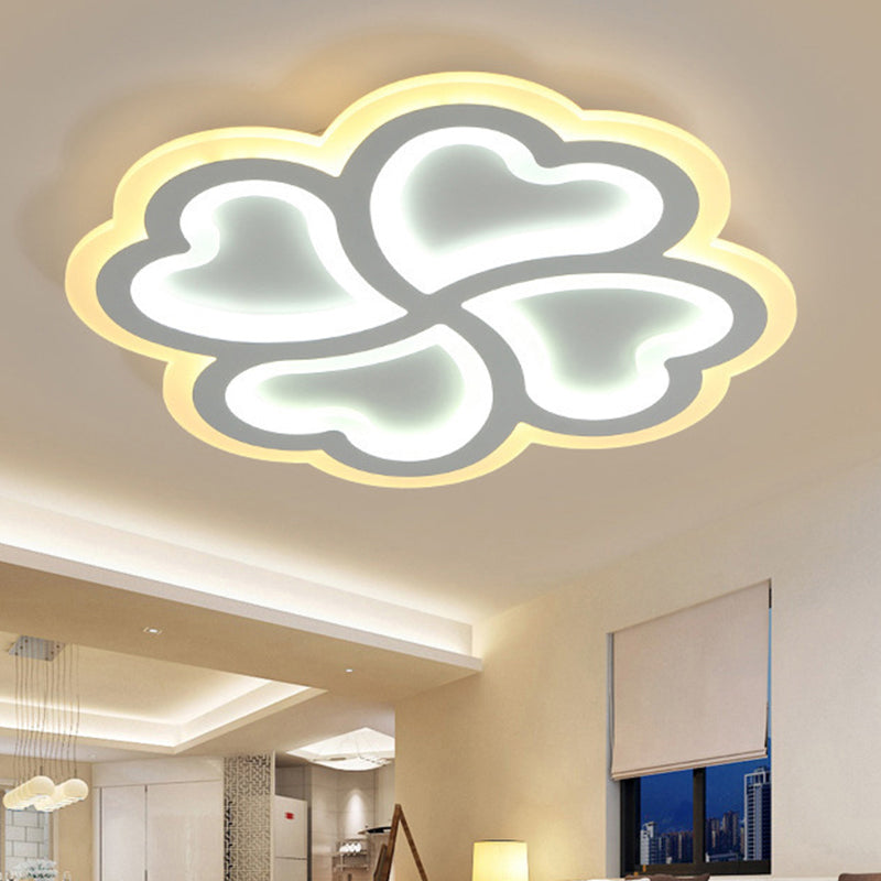 White Clover Ceiling Mount Lamp 19.5"/23.5" - Modern LED Metallic Flushmount Light