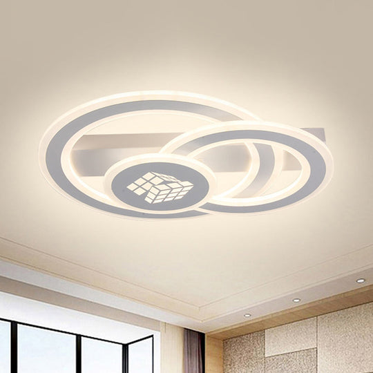 Contemporary Square Pattern Acrylic Led Flush Light - Warm/White Remote Control Dimmable Ceiling