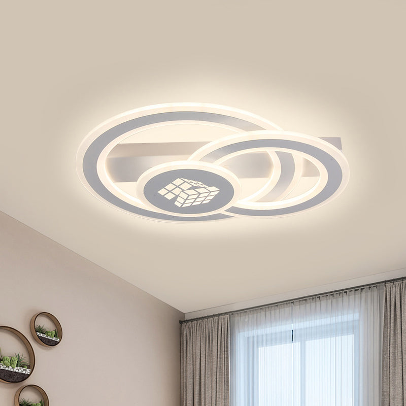 Contemporary Square Pattern Acrylic Led Flush Light - Warm/White Remote Control Dimmable Ceiling