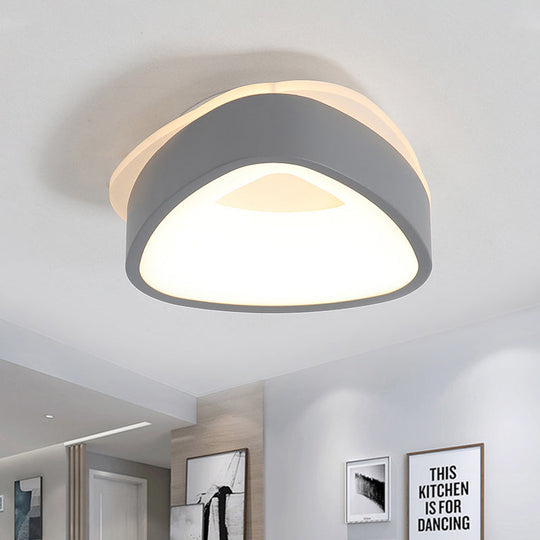 Modern Nordic Led Ceiling Light In Grey/White: Triangle Round Or Square Design