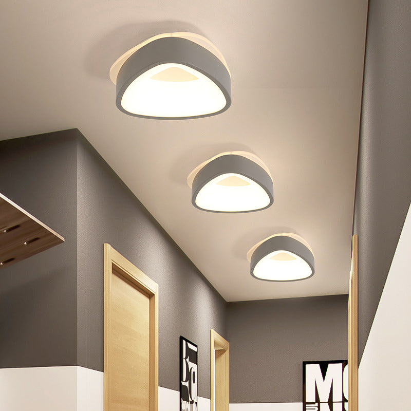 Plafonnier LED nordique moderne en gris/blanc : design triangulaire, rond ou carré