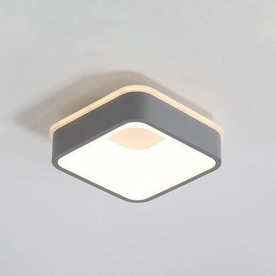 Plafonnier LED nordique moderne en gris/blanc : design triangulaire, rond ou carré