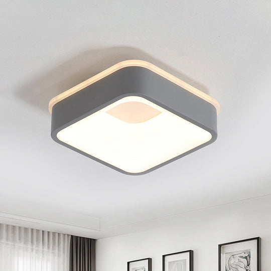 Modern Nordic Led Ceiling Light In Grey/White: Triangle Round Or Square Design