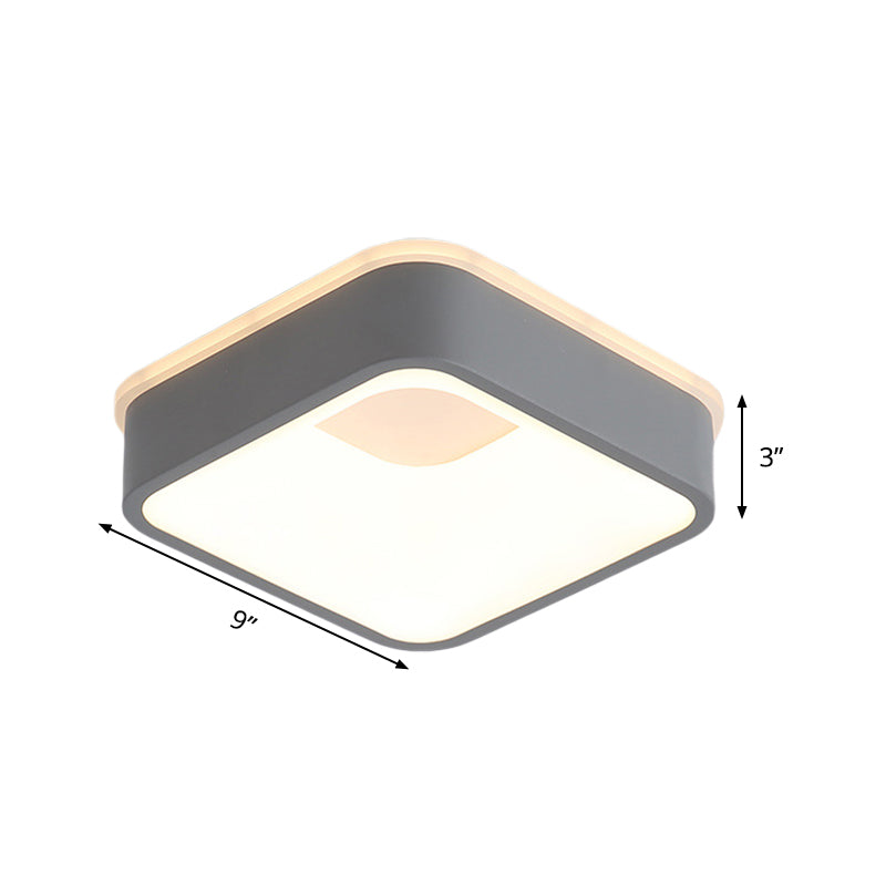 Modern Nordic Led Ceiling Light In Grey/White: Triangle Round Or Square Design