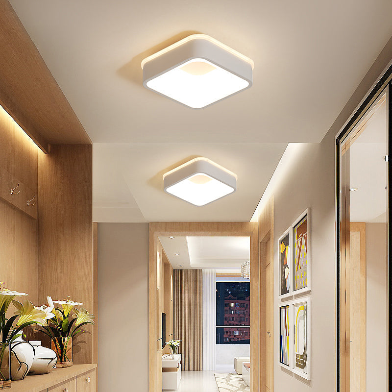 Plafonnier LED nordique moderne en gris/blanc : design triangulaire, rond ou carré