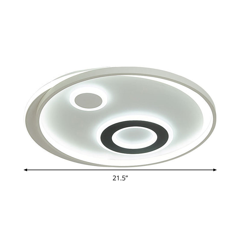 18"/21.5" Dia LED Flush Lamp Kit - Modern Metallic White Ceiling Light with Warm/White Light